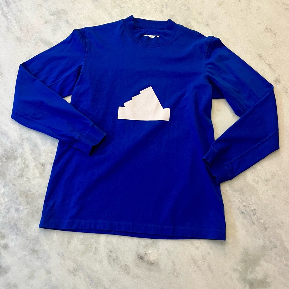 Adidas Sportswear Mens Blue Long Sleeve Training Logo Graphic HN1957 Size Small